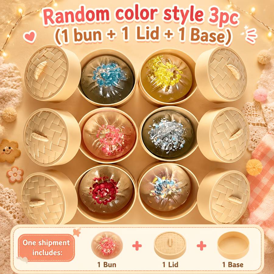 Squeezable Toys Color 3Pc Crystal Steamed Bun Lid Steamer Items 6 Colors Random Shipment