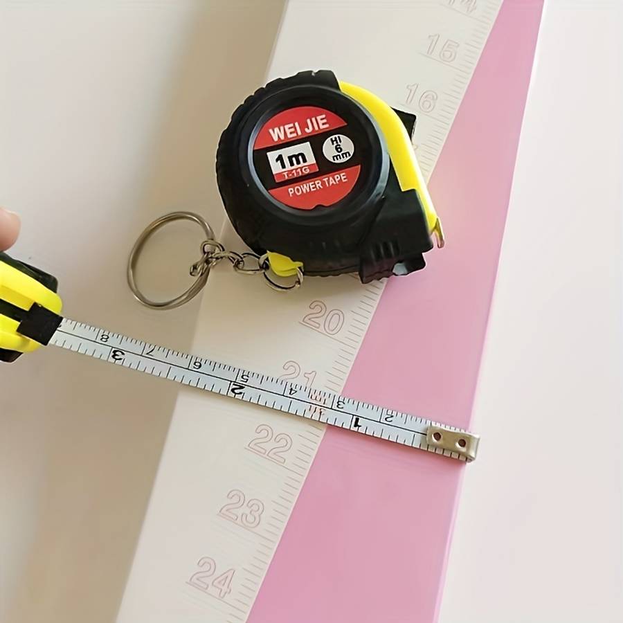 Keychain Ornament Items 1 Meter Measuring Tape With Rubbercoated Black Leather Case 1 Piece
