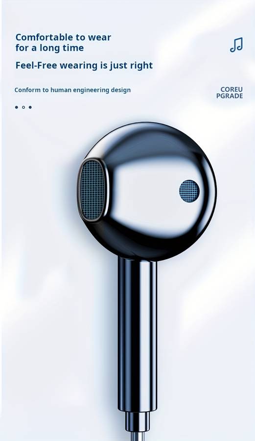 Wired Headphones Black Items 3.5Mm Round Hole