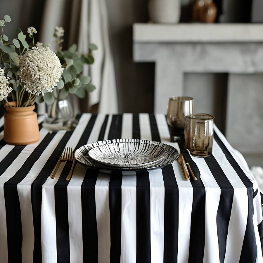 Halloween tablecloth decoration color Black And White Stripes size 150cm x 210cm