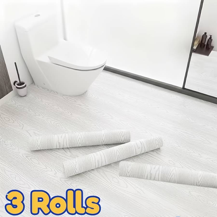 Self Adhesive Floor Stickers Gray White Walnut 39.98Cm*3.0Meter *3Rolls