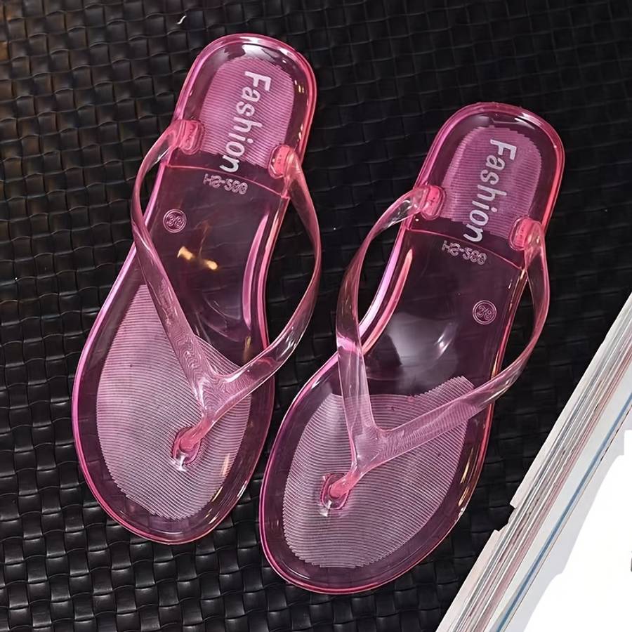 Ladies Summer Flip Flops Transparent White Uk 6