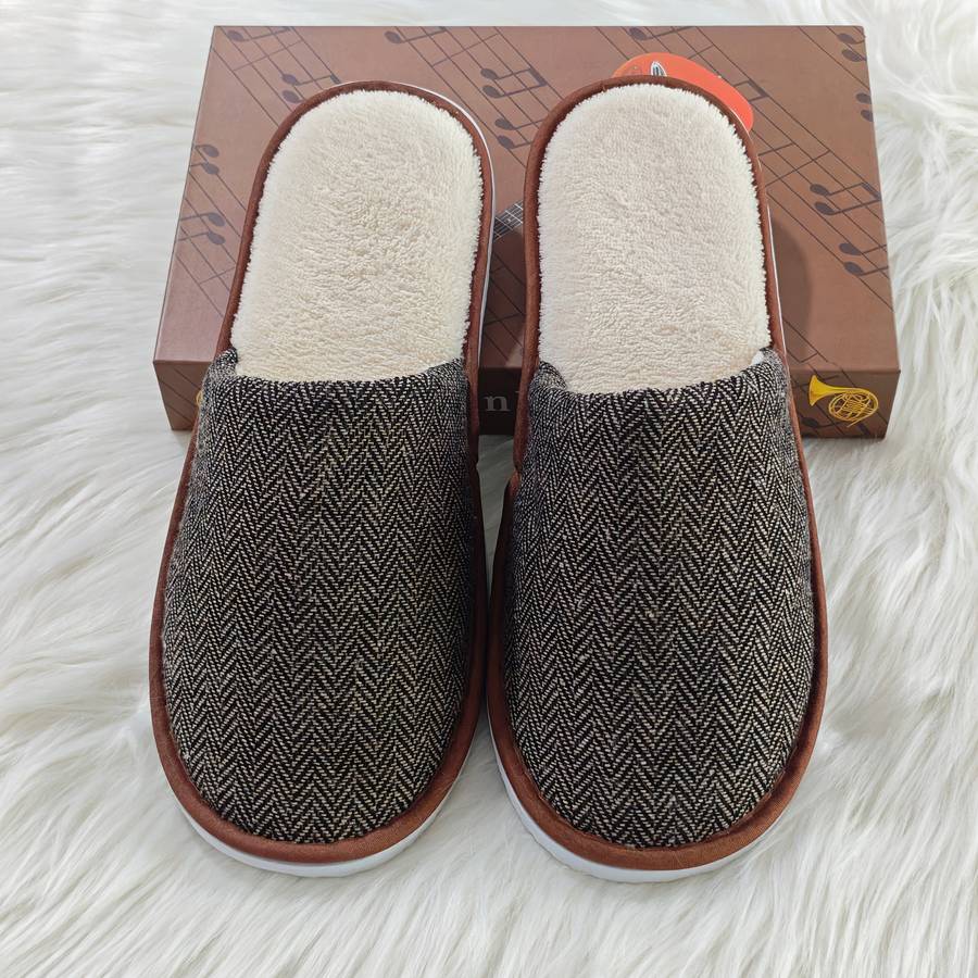 Cotton Slippers Color Brown Upper  White Sole  1 Pair Sizeuk 7