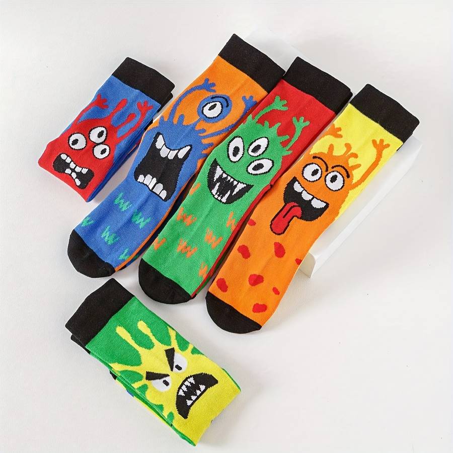 5 Pairs Random Colors One Size High Elastic Socks