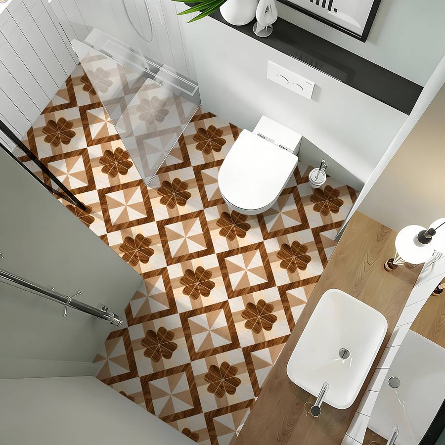 Self Adhesive Floor Stickers 40Cm*120Cm Geometric Wood Grain