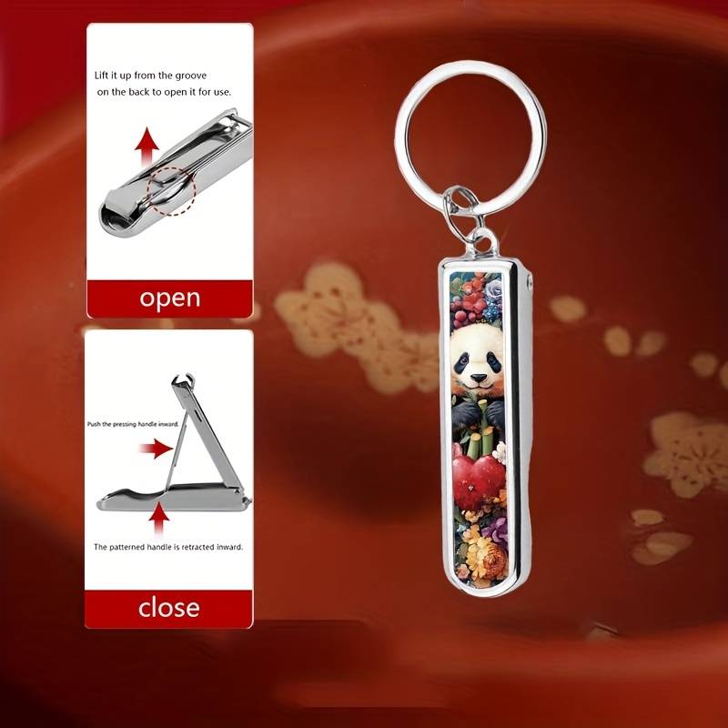 1pc Creative Panda Theme Multifunctional Folding Nail Clippers Suitable for Home Travel and D