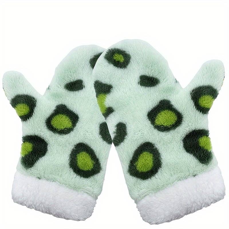 Winter Gloves Color L Green Leopard Print Gloves