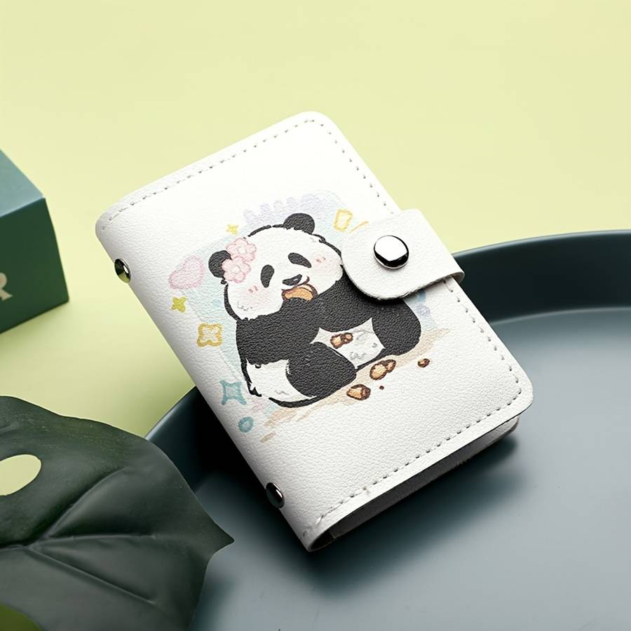 Cute Panda Pattern Womens Credit Card Wallet Multi-Slot Large Capacity Compact Design With