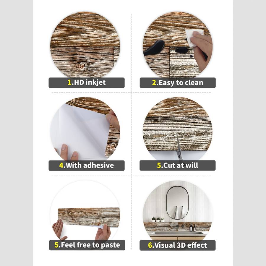 Self Adhesive Floor Stickers 90X15Cm35.46X5.91Inch6Pcs