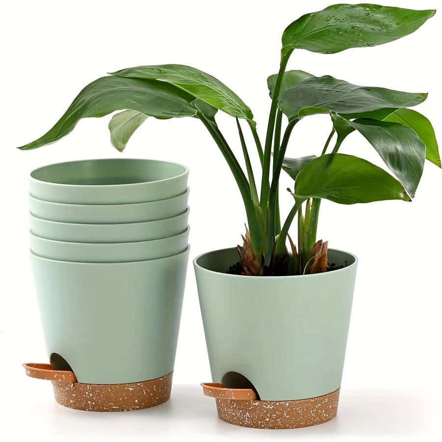 Flowerpot Color Olisx H1406 Wz 6 White Pot And Brown Tray