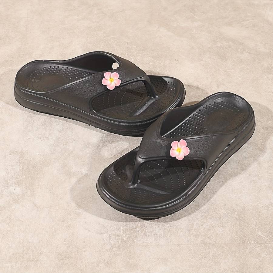 Ladies Summer Flip Flops Pink Black Uk 4.5-5