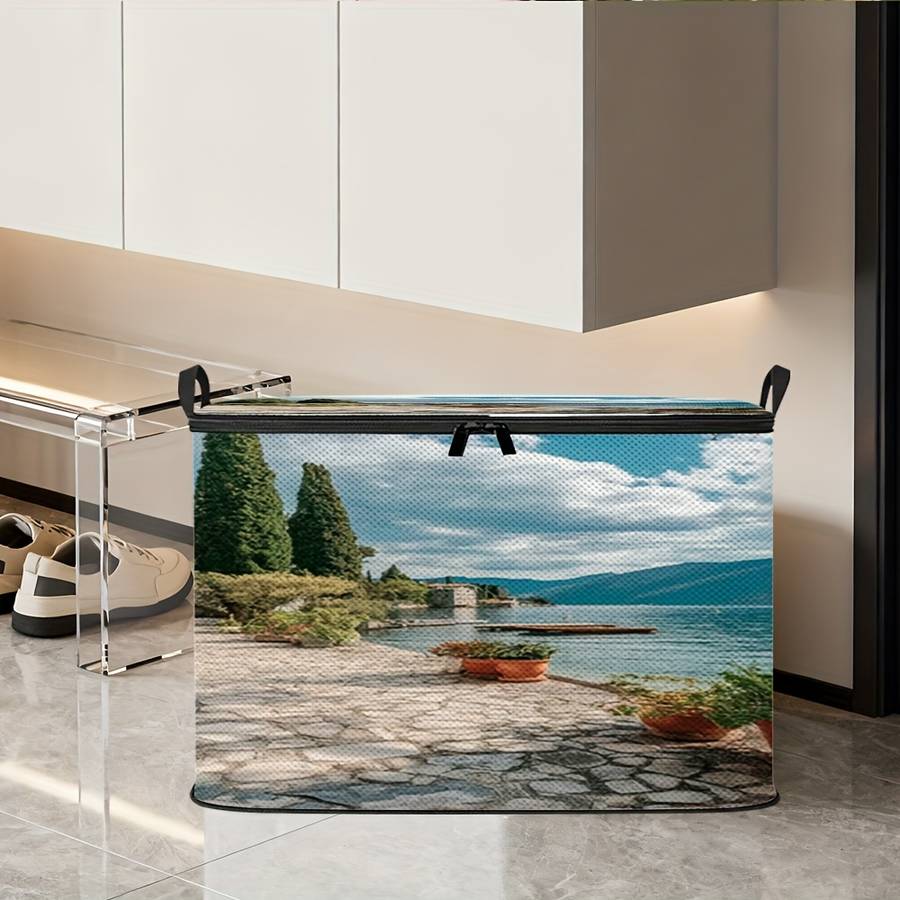 Modern Alpine Lake Landscape Painting Storage Bag