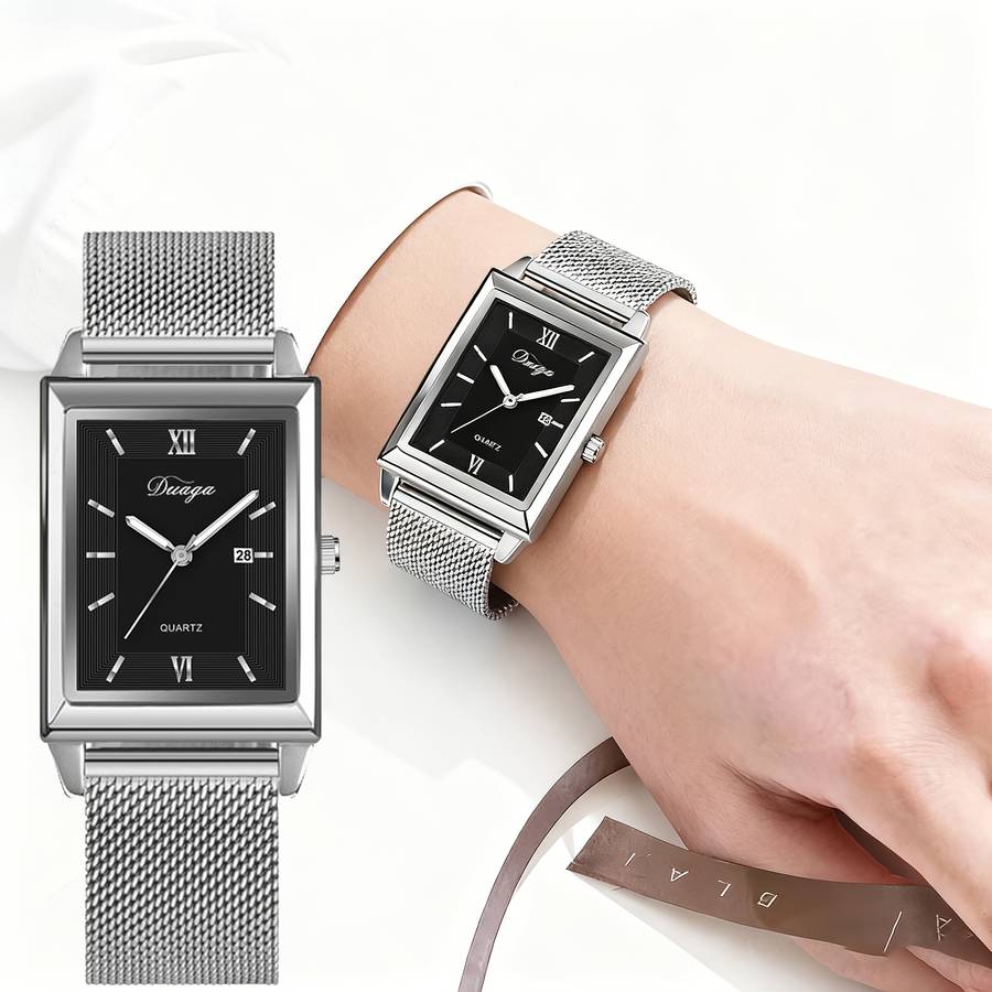 4Pcs Classic Men Business Versatile Roman Numeral Quartz Watch Minimalist Items