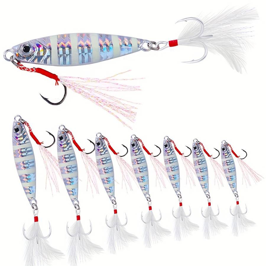 1pc Glow-in-the-Dark Lead Fishing Lure Hard Bait Metal Hook Feathered Hook 6.7cm-25.6g