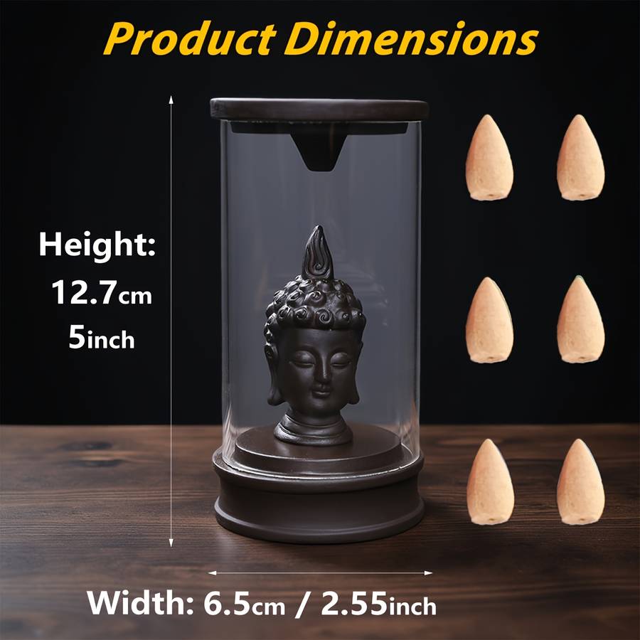 Incense Burner Color  One Piece  Black And Brown Buddha Head Backflow Incense Burner