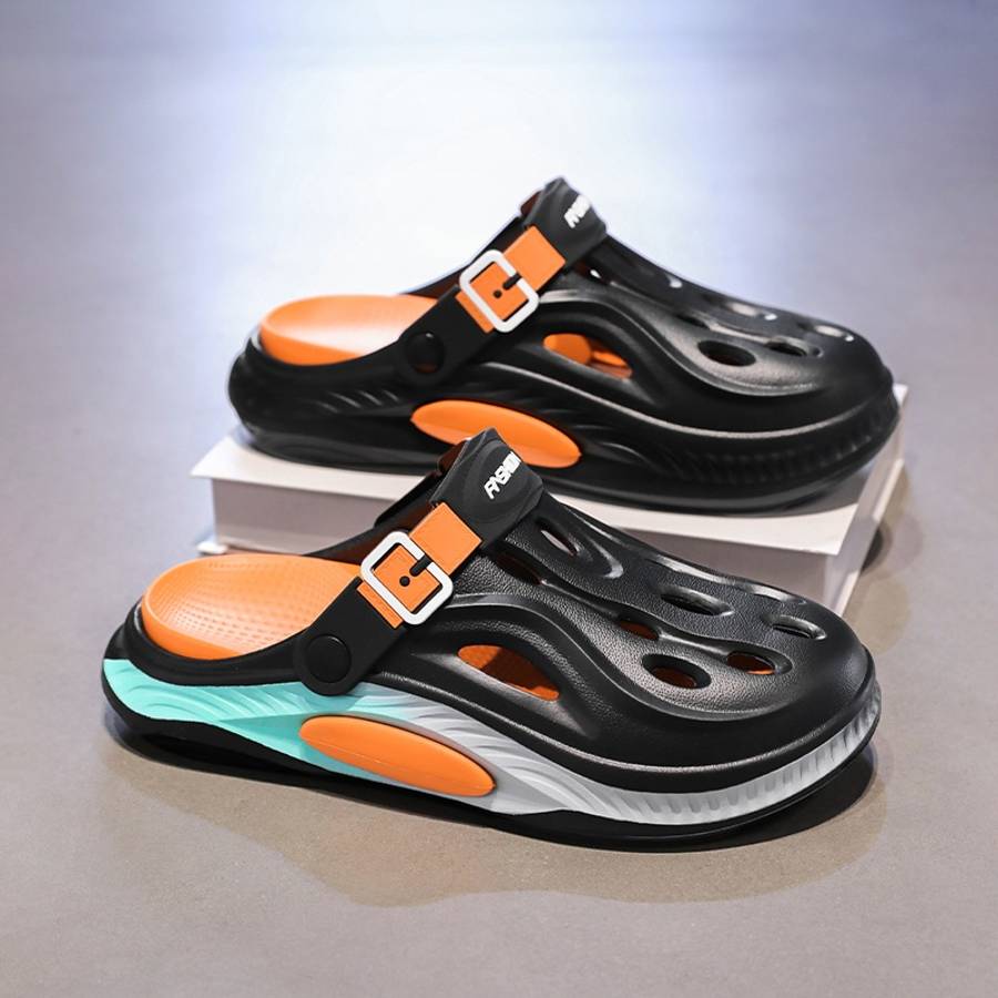 Men Slippers Summer Style Black Size Uk 7.5 To 8