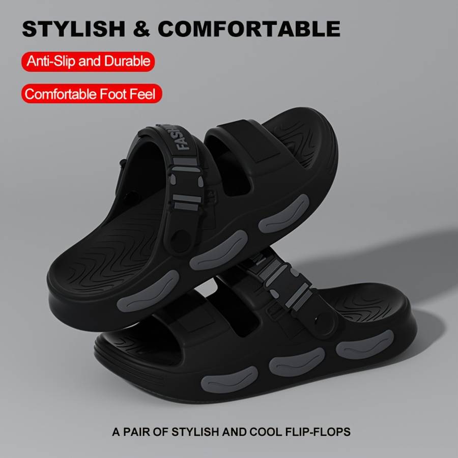 Men Slippers Summer Style Black Gray Size Uk 5.5 To 6