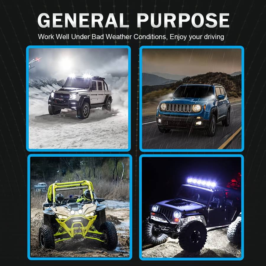 2pcs White 3-Inch LED Work Lights Spotlight for 4X4 Off-Road Motorcycles Cars Dune