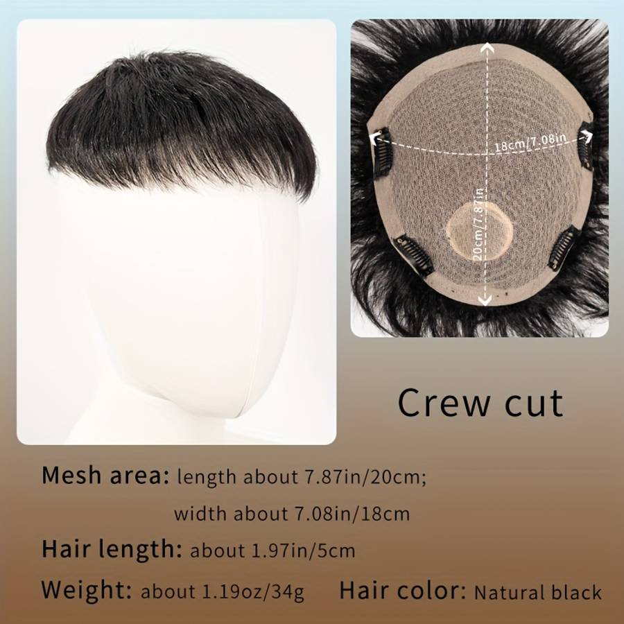 Black-16*18 Mens Wigs Hair Length 5.08Cm