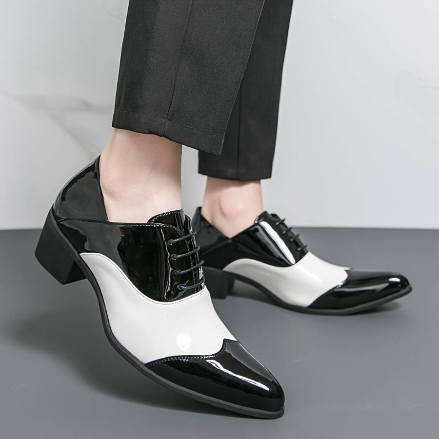 Mens Leather Shoes Color Black And White Sizeuk 7