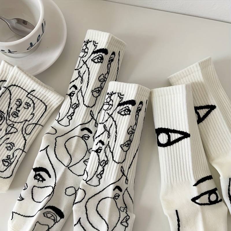 3 Pairs White Mix One Size High Elastic Socks