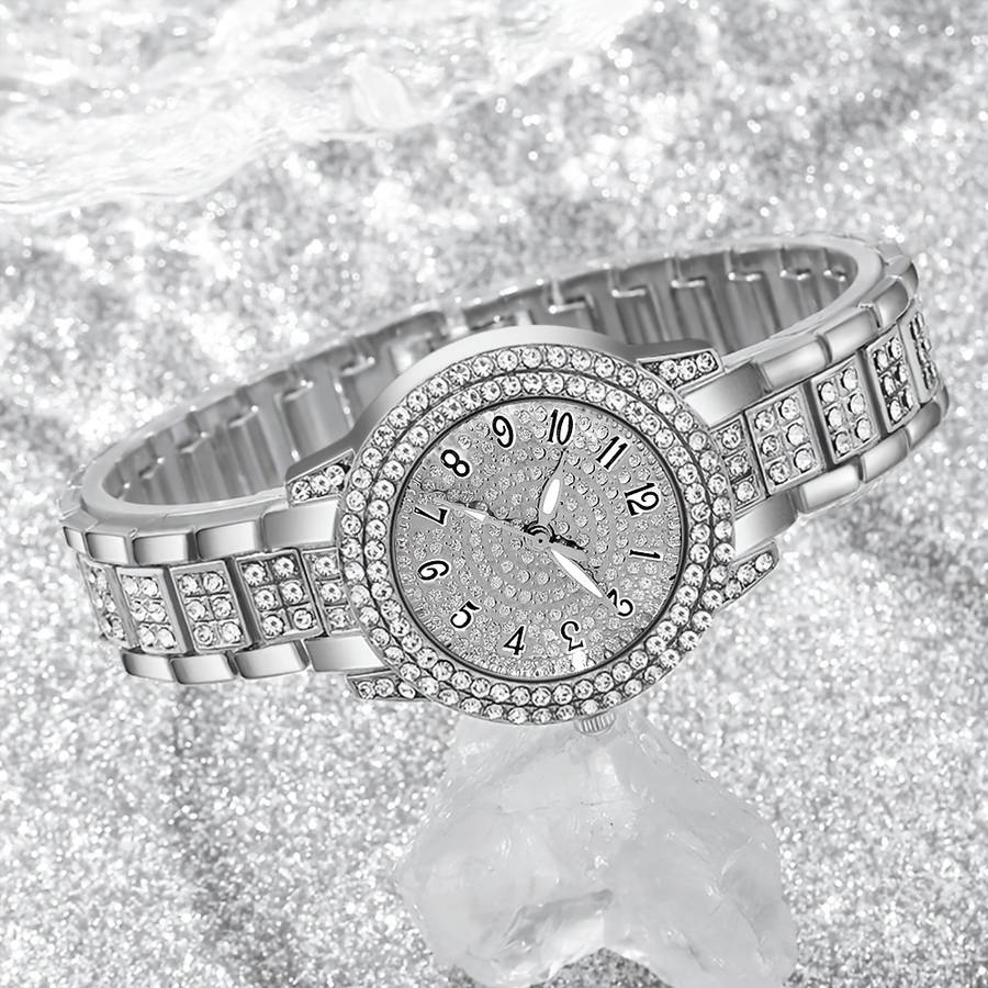 Classic Women Quartz Watch Rhinestone Heart Jewelry Alloy Dial 3
