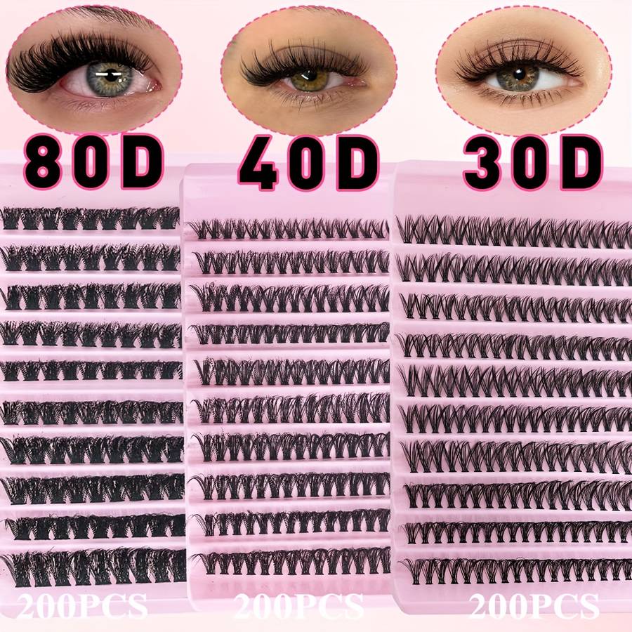 200pcs Natural Fluffy Individual Lashes Size 40d 200pcs 16mm