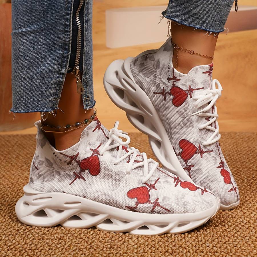 Women S Sneakers Color Red Heart Sizeuk 7