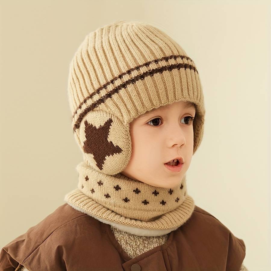 Winter Hat Color Five Star Ear Protection Set Black