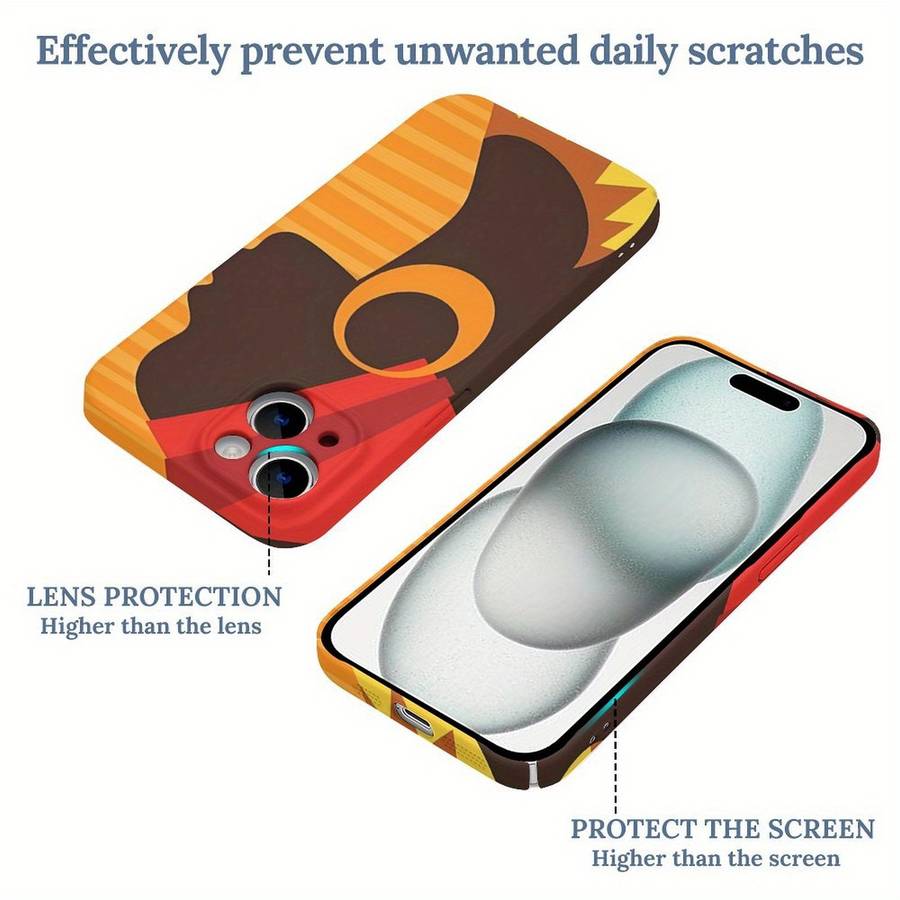 1Pc White For iPhone 15 Plus African-Inspired Silhouette Phone Case