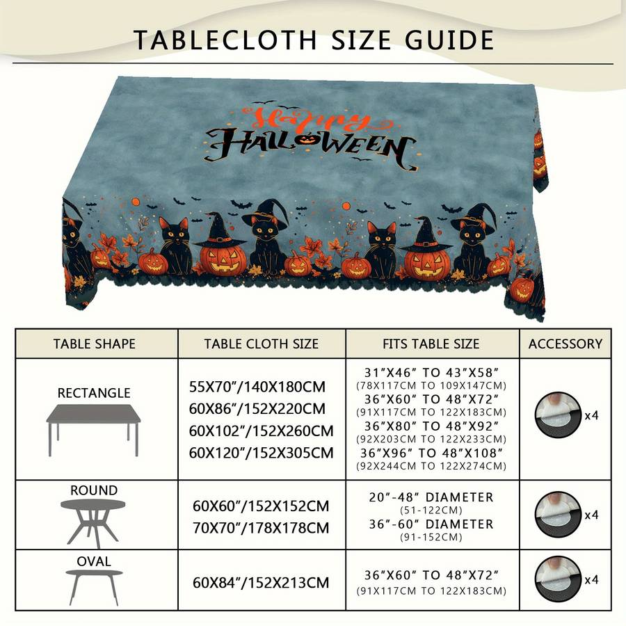 Halloween tablecloth decoration size Oval 152.4213.36cm