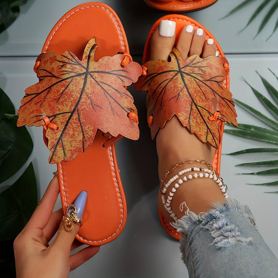 Ladies Summer Flip Flops Tangerine-Red Uk 8