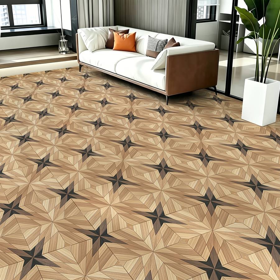 Self Adhesive Floor Stickers 40Cm*120Cm*S Geometric Wood Grain