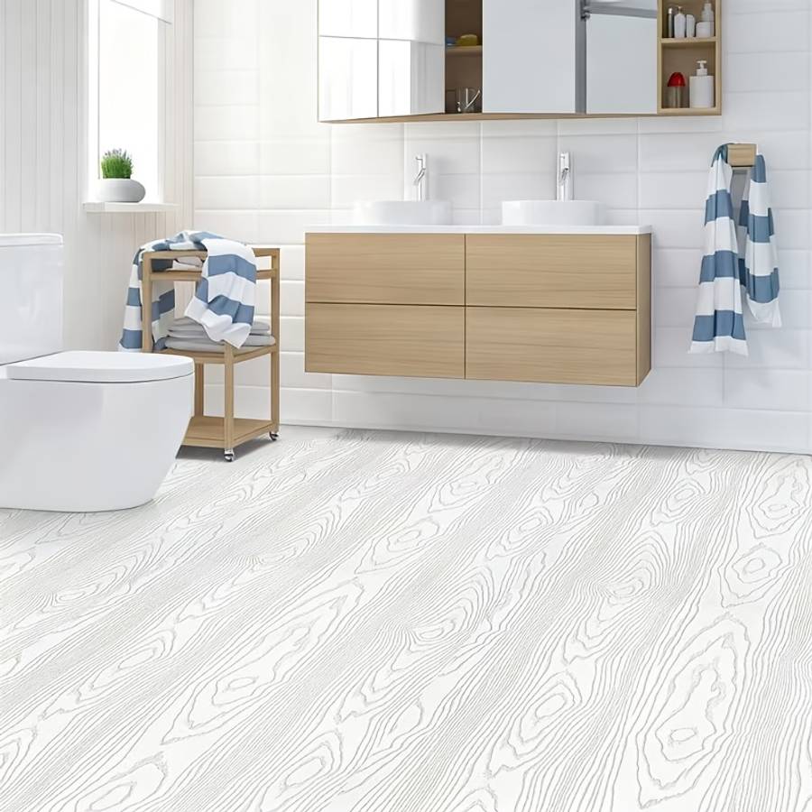 Self Adhesive Floor Stickers Gray White Walnut 39.98Cm*3.0Meter *3Rolls