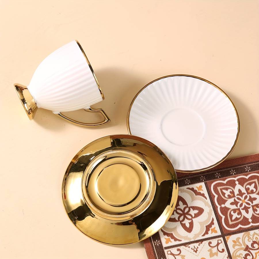 Water Cup Color 6 Cup And Saucer Striped Goblet
