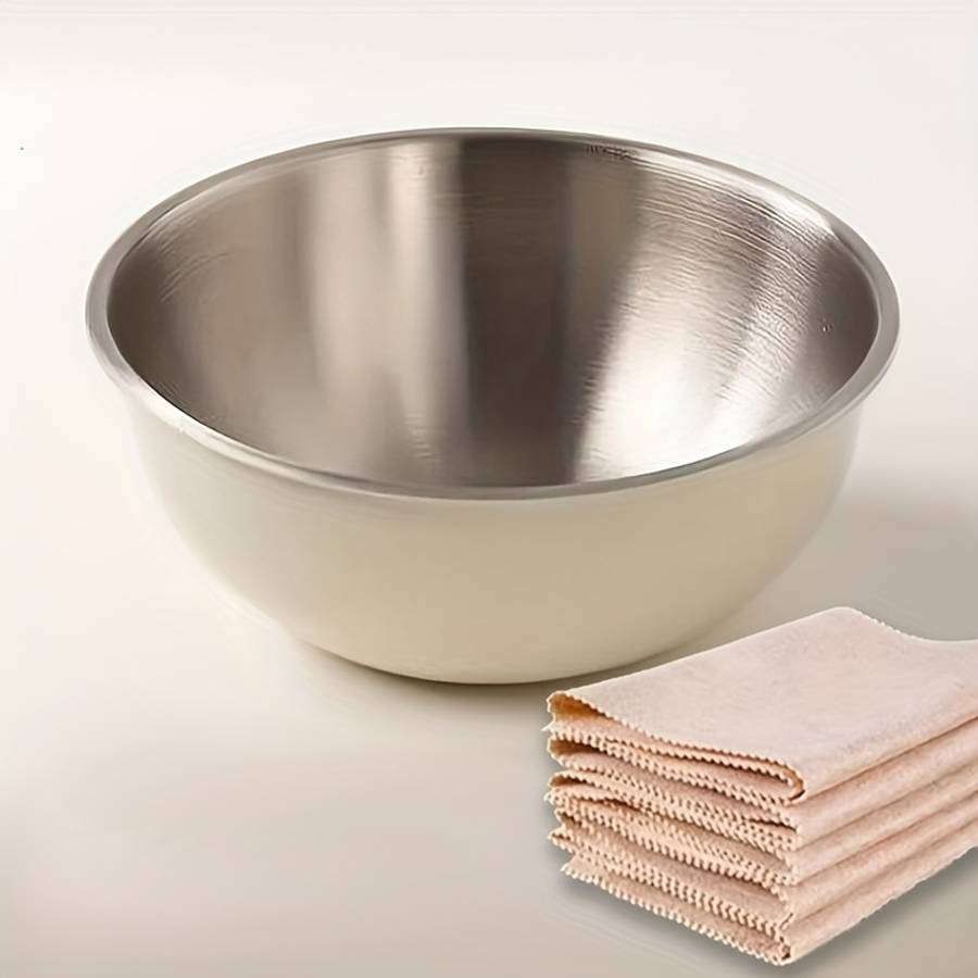 Bowl Color Silvery Salad Bowl  2 Loofah Sponges