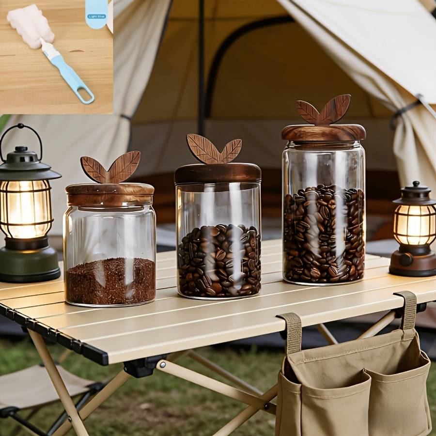 Sealed Jar Style 3Piece Set Of Storage Sealed Jars  Brush