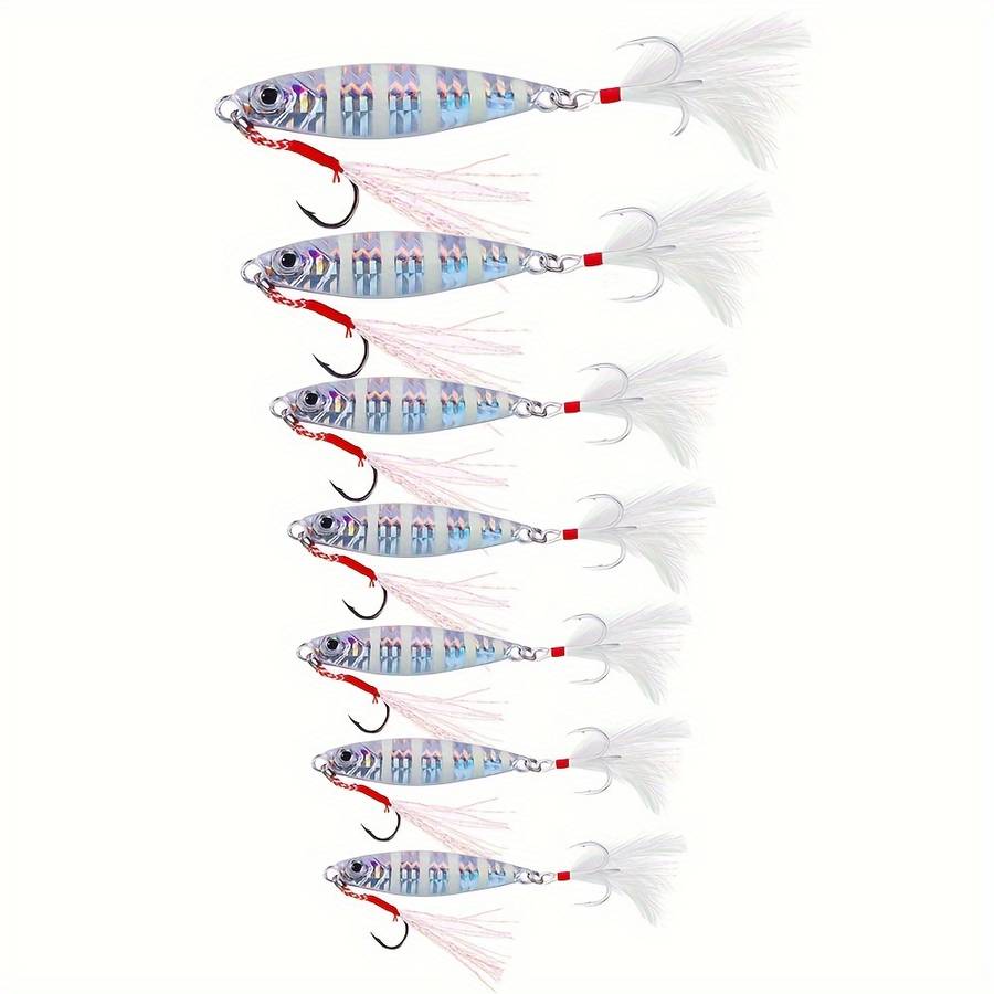 1pc Glow-in-the-Dark Lead Fishing Lure Hard Bait Metal Hook Feathered Hook 6.7cm-25.6g