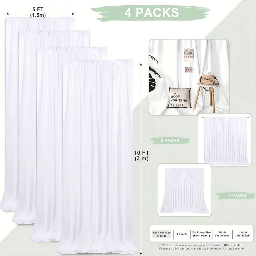 Wedding Supplies Color Red Size 6.1X3.05Meter 4 Panels 152.4Cm X 3.05Meter
