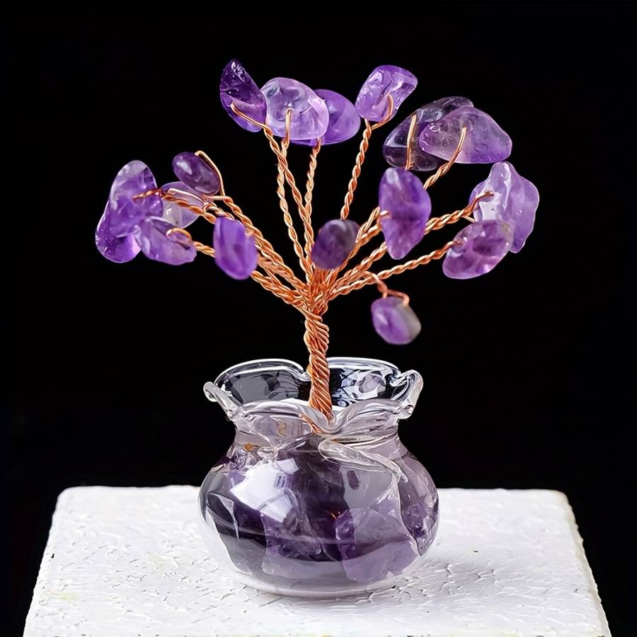 Car Interior Decor Color 1 Piece Of Amethyst Vase With A Money Tree