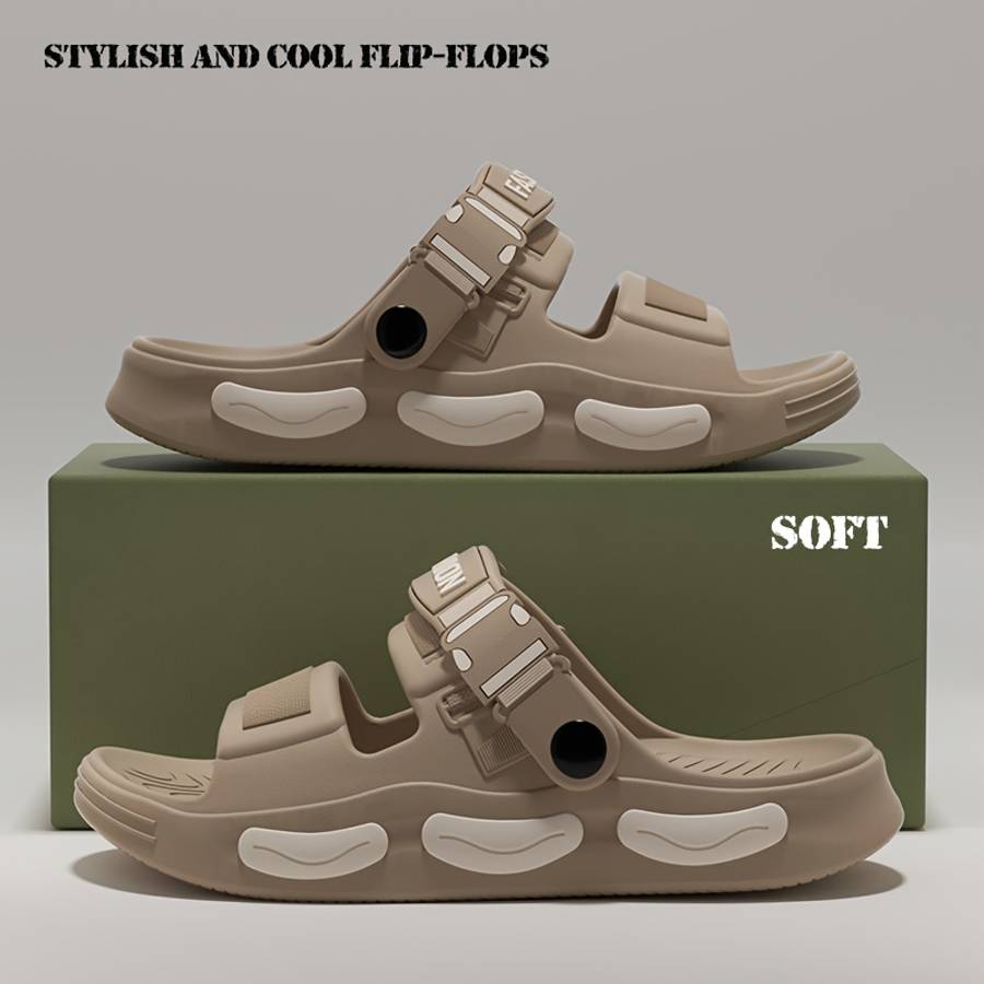 Men Slippers Summer Style Khaki Size Uk 8.5 To 9