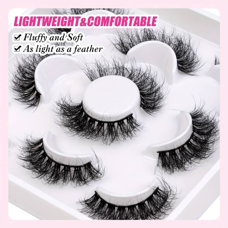5 Pairs Natural Volume Cluster Lashes Quantity Elht 5d X8