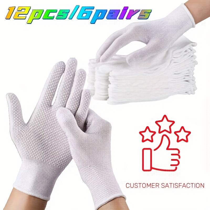 6 Pairs White Multi Purpose Work Gloves