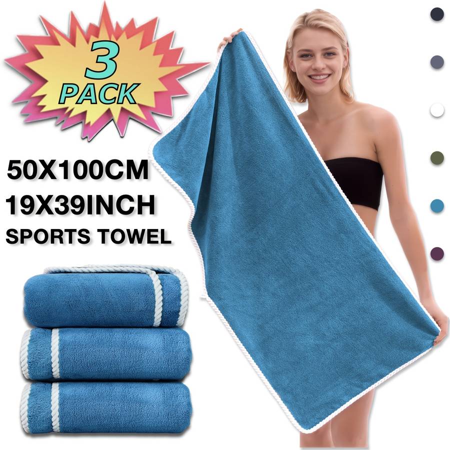 Towel Color Black And White Gray 3Pcs 50*100Cm