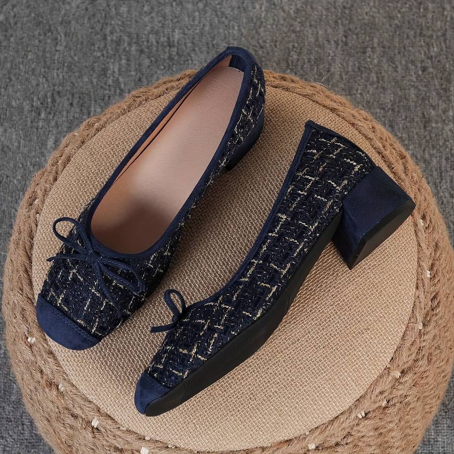Women S High Heels Color Blue  Golden Plaid Sizeuk 7