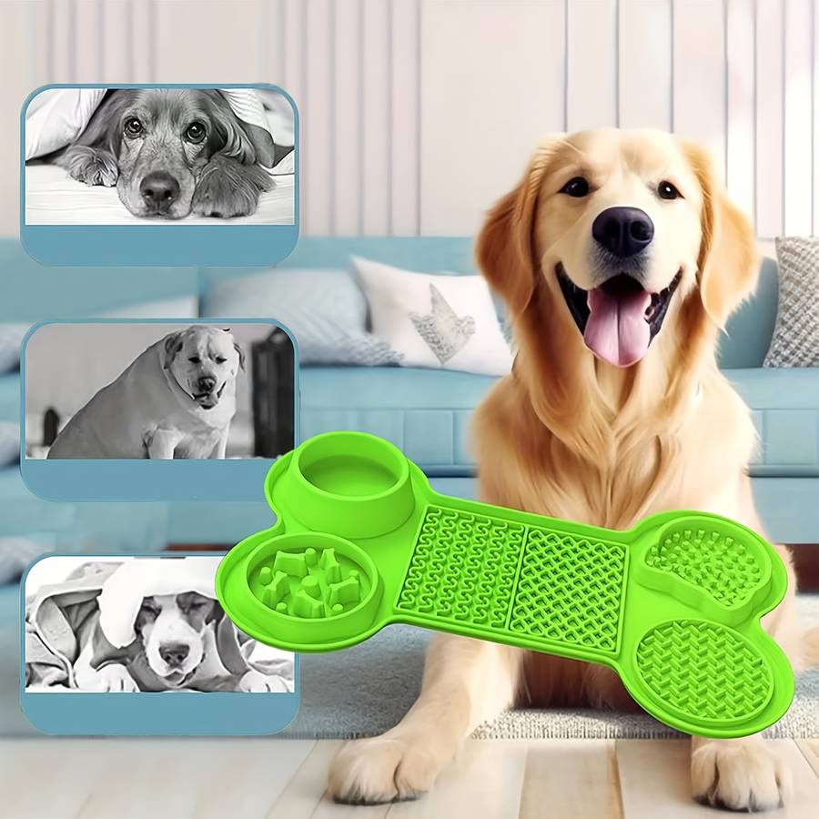 Pet Supplies Color Green   6 Grid Bone Dog Licking Mat