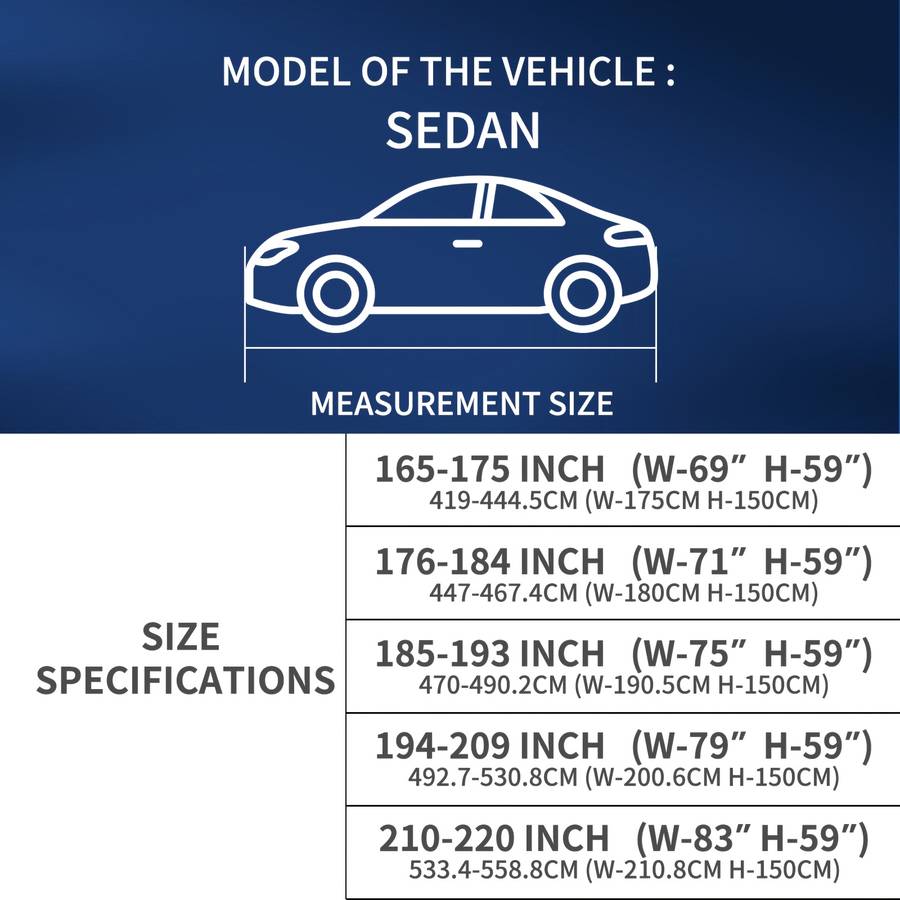 Car Cover Size Sedan Length 5.33 5.59 Meter