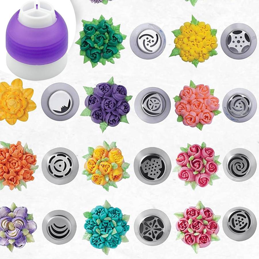 Professional Cake Decorating Head Style 36 Piece Russian Decorating Nozzle Set