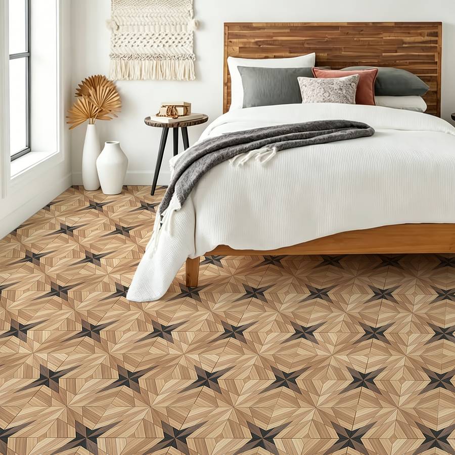 Self Adhesive Floor Stickers 40Cm*120Cm*S Geometric Wood Grain