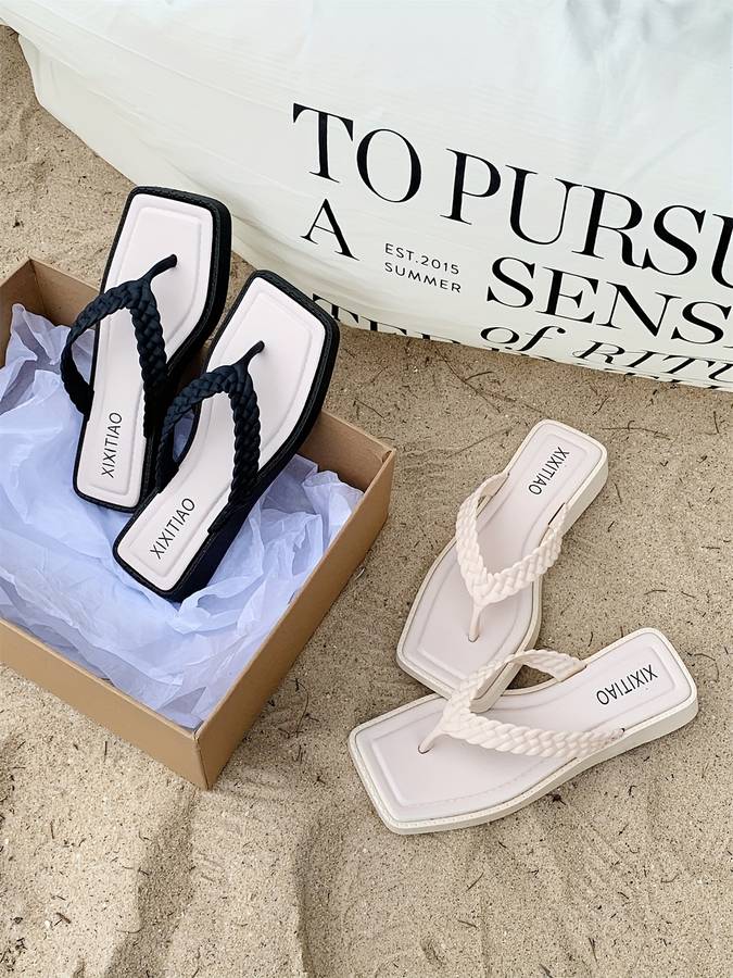 Ladies Summer Flip Flops Black Uk 5.5-6